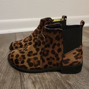 Tan Leopard Print Short Boots